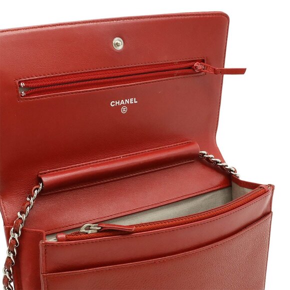CHANEL Red Caviar Leather Logo Shoulder Bag - Picture 5 of 10